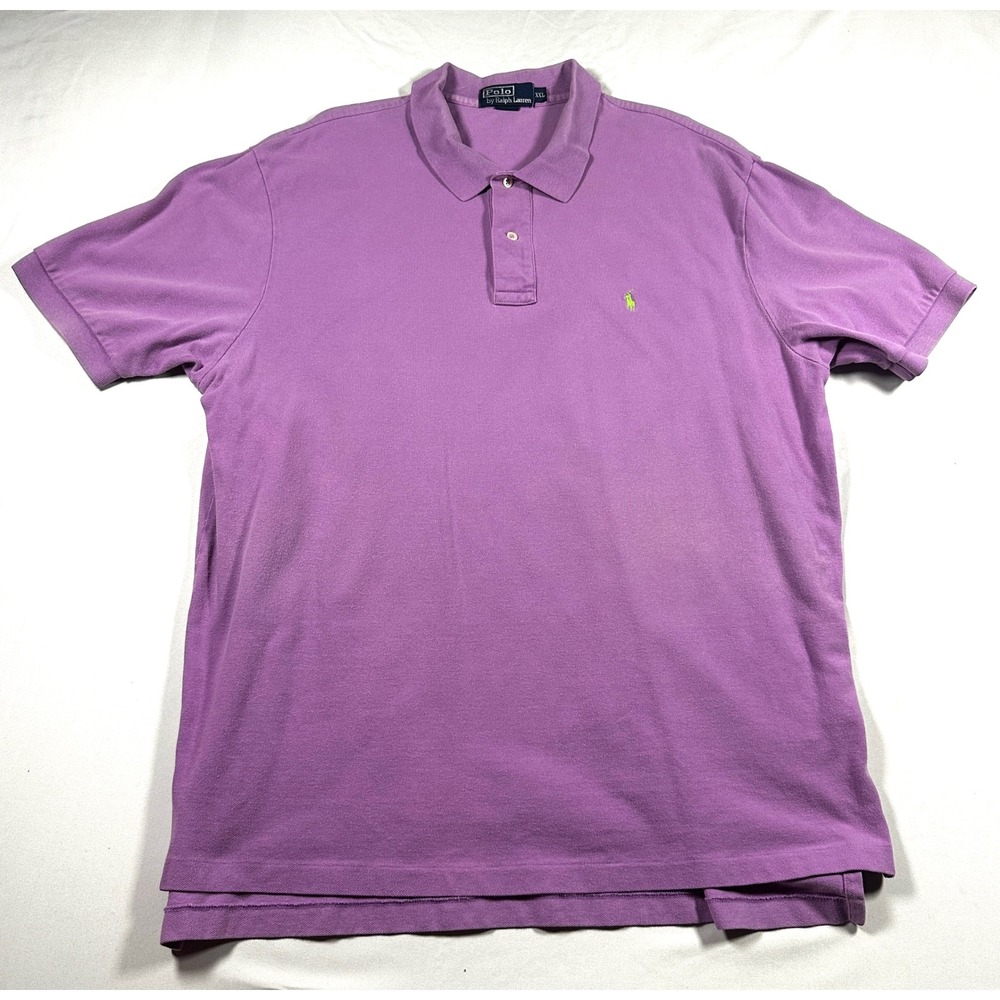 Polo Ralph Lauren Mens XXL Purple Short Sleeve Cotton Pique Pony Logo Polo Shirt